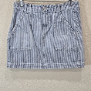 Madewell Womens Denim Railroad Striped Patch Pocket Skirt Size 2 100% Cotton